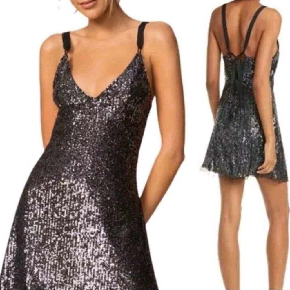 Free People Sequin Black Dress